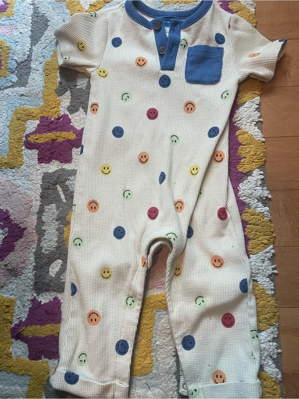 NWOT Ribbed Kids Cream Smiley Polka One-Piece Romper